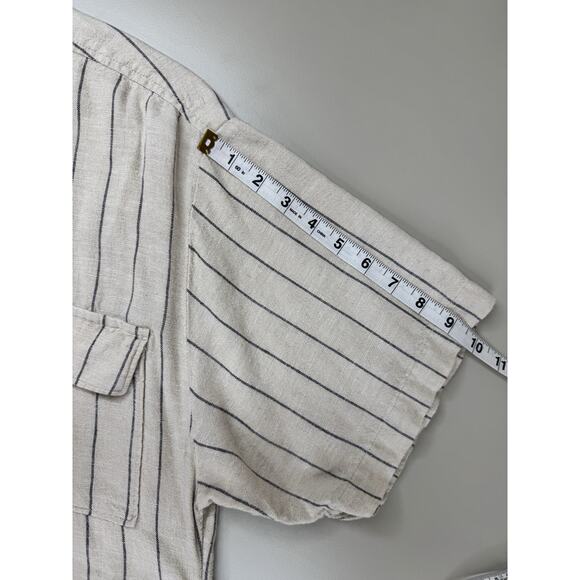 Abercrombie & Fitch Womens Linen Striped Button-Down Shirt Dress S Ivory Boho - Picture 9 of 14
